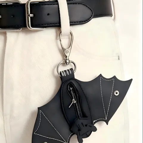 Leather Bat Coin Purse Keychain, Keychain Pouch, Animal Keychain, Leather Key Holder, Durable & Functional, Limited Edition Accessory, Perfect Gift Idea for Him & Her, Key Accessories
