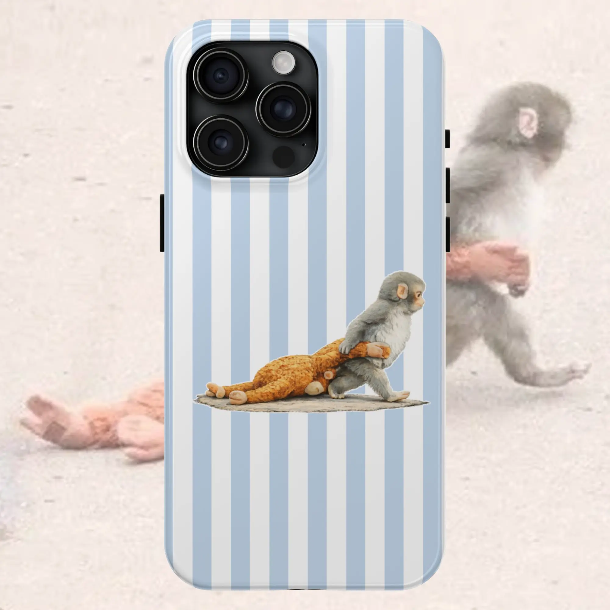 Baby Monkey Holding Plush Toy Phone Case, Viral Monkey Punch Phone Case, Monkey Punch Graphic Phone Case