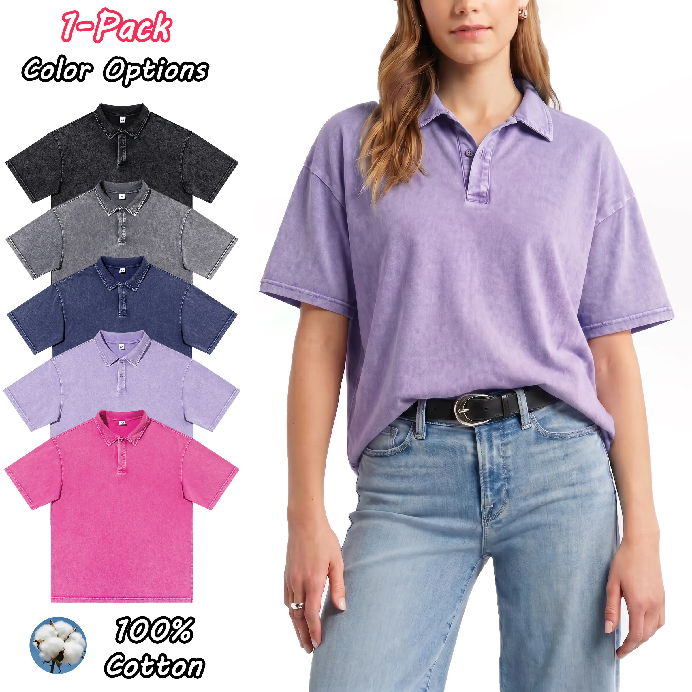 Women’s 100% cotton vintage V-neck T-shirt, washed for comfort with a loose fit and short sleeves; suitable for all seasons, street-style base layer, ideal for everyday wear; unisex couple design, top choice for gifting.
