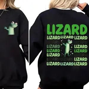 Funny Lizard Lizard Lizard Sweatshirt, Elio Lizard Meme Sweater, Weirdcore Graphic Pullover, Lizard Button Joke, Unisex Streetwear Gift