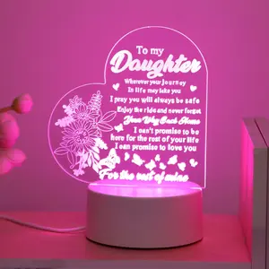 1pc 3D Creative Daughter Night Light, Led Home Decor, Acrylic Carved Night Lamp, Birthday Gift, Graduation Gift, Christmas Gift, Wedding Gift