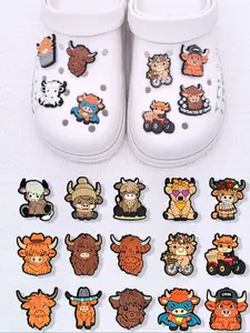 Cute Cartoon Highland Cow Design Shoe Charms, Fashionable Novelty Shoes Decorations for Clogs, Creative DIY Shoes Accessories for Women & Men, Croc Jibbitz
