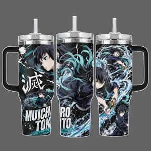 Muichiro Tokito Demon Slayer Anime Tumbler Cup, Silent Mist Hashira Full Wrap Stainless Steel Insulated Tumbler 20oz/40oz with Straw Lid, 40oz Handle Option