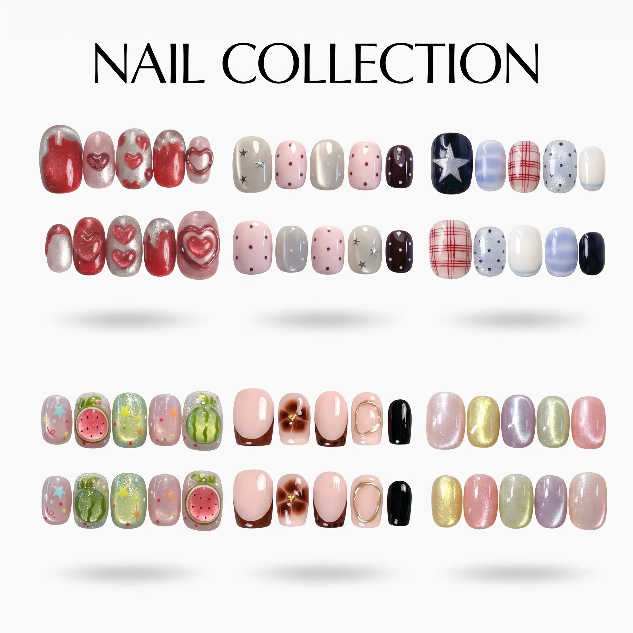 BEAUTIFUL NAILS HAVEN.Short Almond Shape Collection -10 Pcs Handmade Press-On Nails, CuteAcrylic Nails, High Quality, Reusable, Nail Art& Nail Charms，Mother‘s Gift