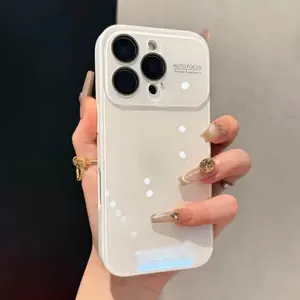 Summer ice like solid color glass phone case with lens protector, full body shock resistant protective shockproof phone case, suitable for iPhone 17, 16, 15, 14, 13, 12, 11 Pro Max Plus compatible fashionable phone accessories, case, Cover, Casing