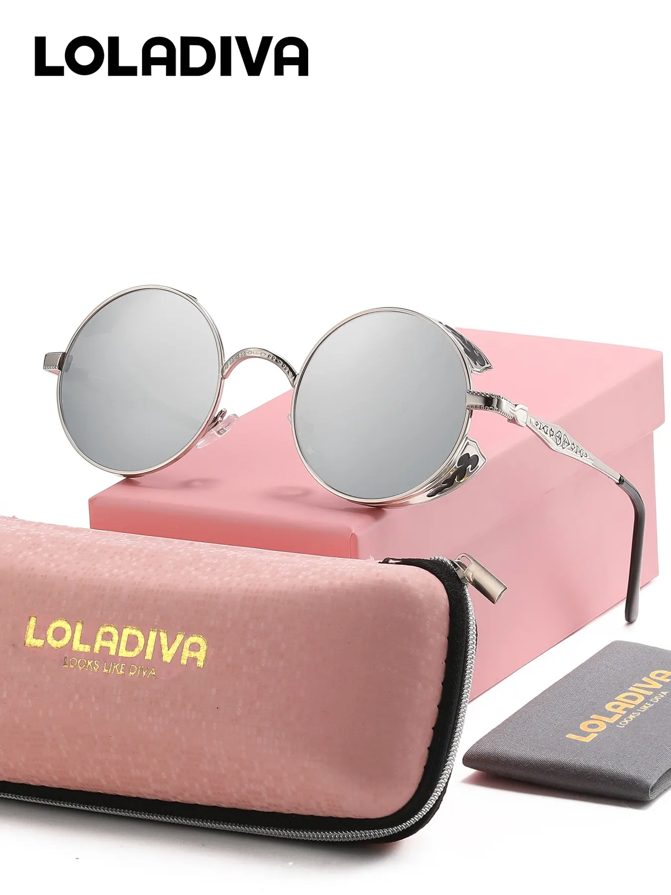 LOLADIVA Unisex Urban Style Full Frame Sunglasses Expressing Individuality Round Frame Sunglasses UV400