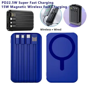 20000mAh Magnetic Wireless Power Bank Portable Charger with LED Digital Display, 22.5W PD Fast Charging Built in Input/Output Cable Battery Pack for iPhone 17/16 /15/14 Series