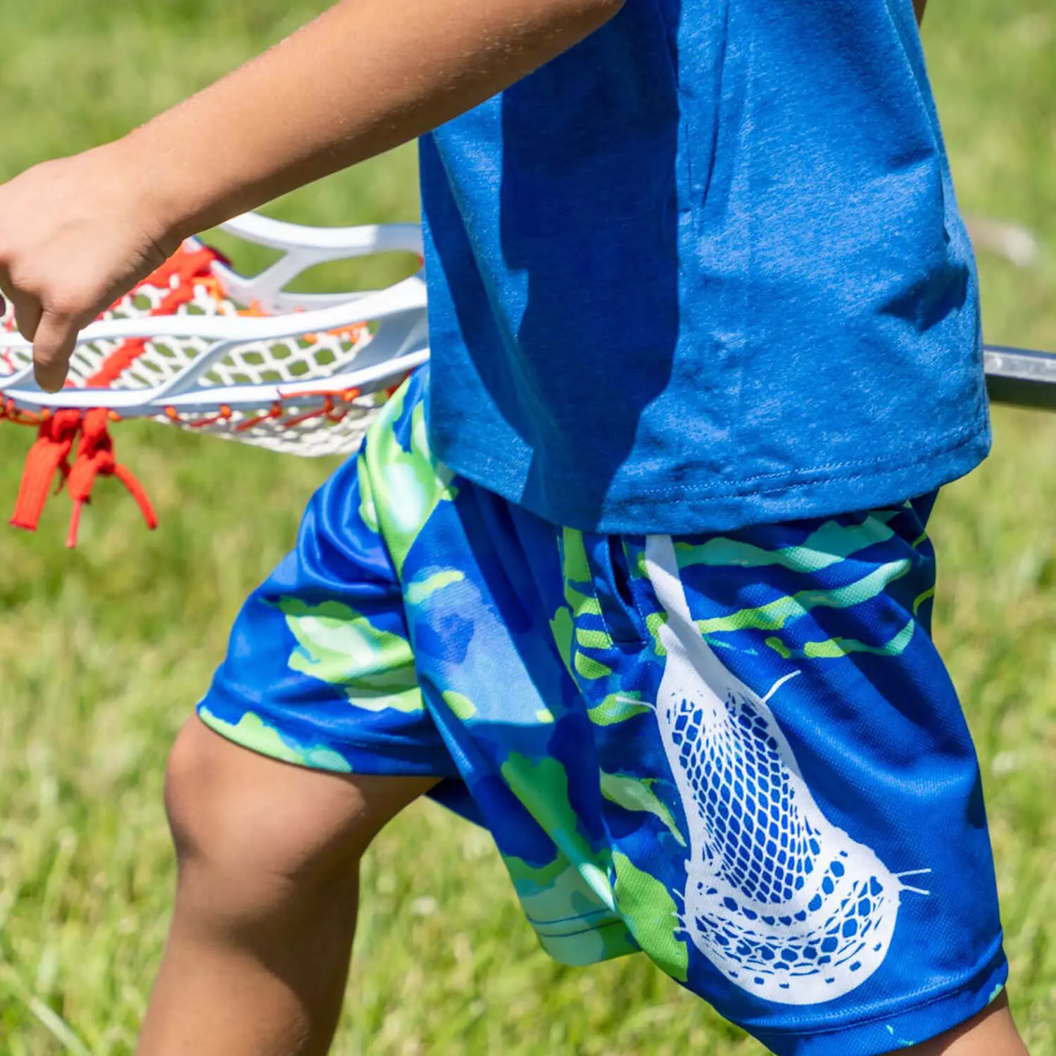 Player's Lightweight Lacrosse Athletic Shorts - Green Spiral Tie-Dye Beckett Style, Moisture-Wicking, Elastic Waist, Adjustable Fit, Side Pockets, Cool Sports Shorts for Practice/Game