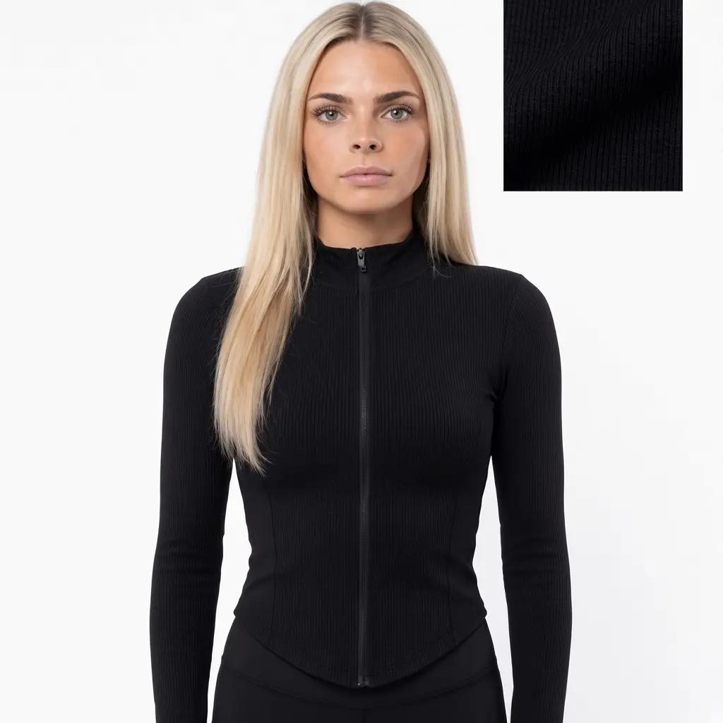 Women's ALUXA Nura Snatched Technical Lightweight Jacket - Midnight Black Womenswear Adjustable Athletic Adjustable Womenswear Halter