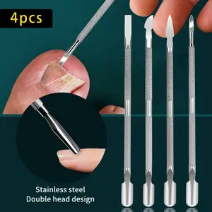 4pcs Cuticle Pusher, Gel Nail Polish Remover Tool, Professional Cuticle Remover, Manicure Pedicure Tools, Dead Skin Pusher Remover Including Storage Box, Cuticle Remover Kit