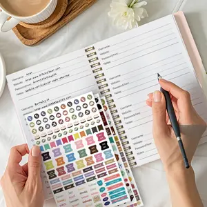 A5 Password Notebook with Dividers and 3 Stickers, Twin Wirebound, Elastic Band Waterproof Cover, Thick Paper Large Writing Space