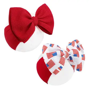 F-HDW14  Baby Headband Handmade Stretchy Bows Hairbands Accessories for Girls Infants Toddlers - 2 PCS Set