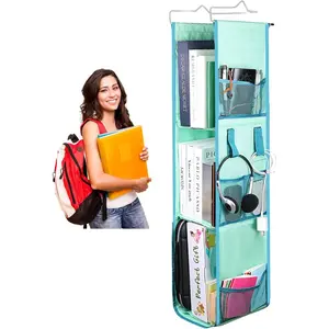 Locker Organizer with Hooks & Shelf, Unibody Steel Frame for Sag-Free Use in School, Gym, Work, Adjustable Storage Solution for Full/Half Lockers (Cyan)