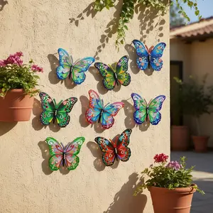 8 Pack Metal Butterfly Wall Decor, 3D Colorful Butterfly Wall Art, Outdoor Patio Garden Fence Decoration, Weather Resistant, Mother's Day Gift, Home Exterior