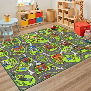 Tyrot Kids Car Track Rug, Washable City Road Play Mat for Toddlers, Upgrade Ultra Non-Slip Activity Rug for Playroom & Bedroom, Playmat That Keeps Toddlers Engaged for Hours