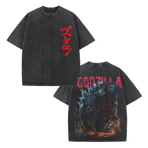 Godzilla Blue Neutron Kaiju Mecha Robot Retro Monsterverse Vintage Washed Heavyweight Cotton Oversized Tee Unisex Crewneck Streetwear Top Casual Daily Wear ▏Pop Culture Fashion ▏Urban Lifestyle Apparel ▏Monster Fan Essential