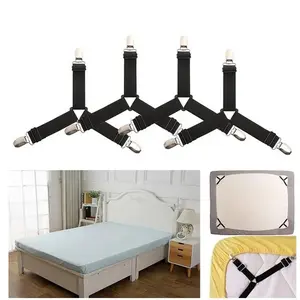 Triangle Bed Sheet Clips Adjustable Fitted Sheet Suspenders & Mattress Grippers for Secure Hold