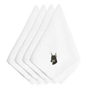 212 MAIN Dobeman Embroidered Cloth Napkins, 4-Pack Tableware, Household Kitchen Linens with Detailed Embroidery, Four Pack