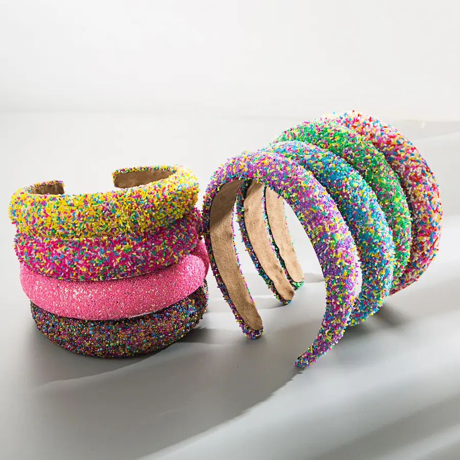 Candy Sprinkle Headbands for Women, Girls Colorful Beaded Padded Headband, Cute Birthday Girls Hairband, Rainbow Hair Accessories, Gifts for Women