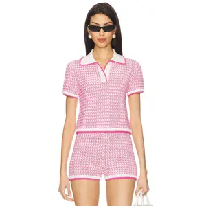 Lovers and Friends Lena Polo Top in Pink & White