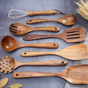 Wooden Spoons For Cooking, Wooden Utensils For Cooking, Teak Wooden Kitchen Utensils Set,  spoons, kitchen utensils