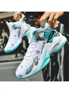 Women's basketball running shoes, High top shoes, breathable upper with printing, comfortable wrapping, durable and stable sole, suitable for daily commuting, leisure running, basketball training and competition, fitness hiking and other sports scenes