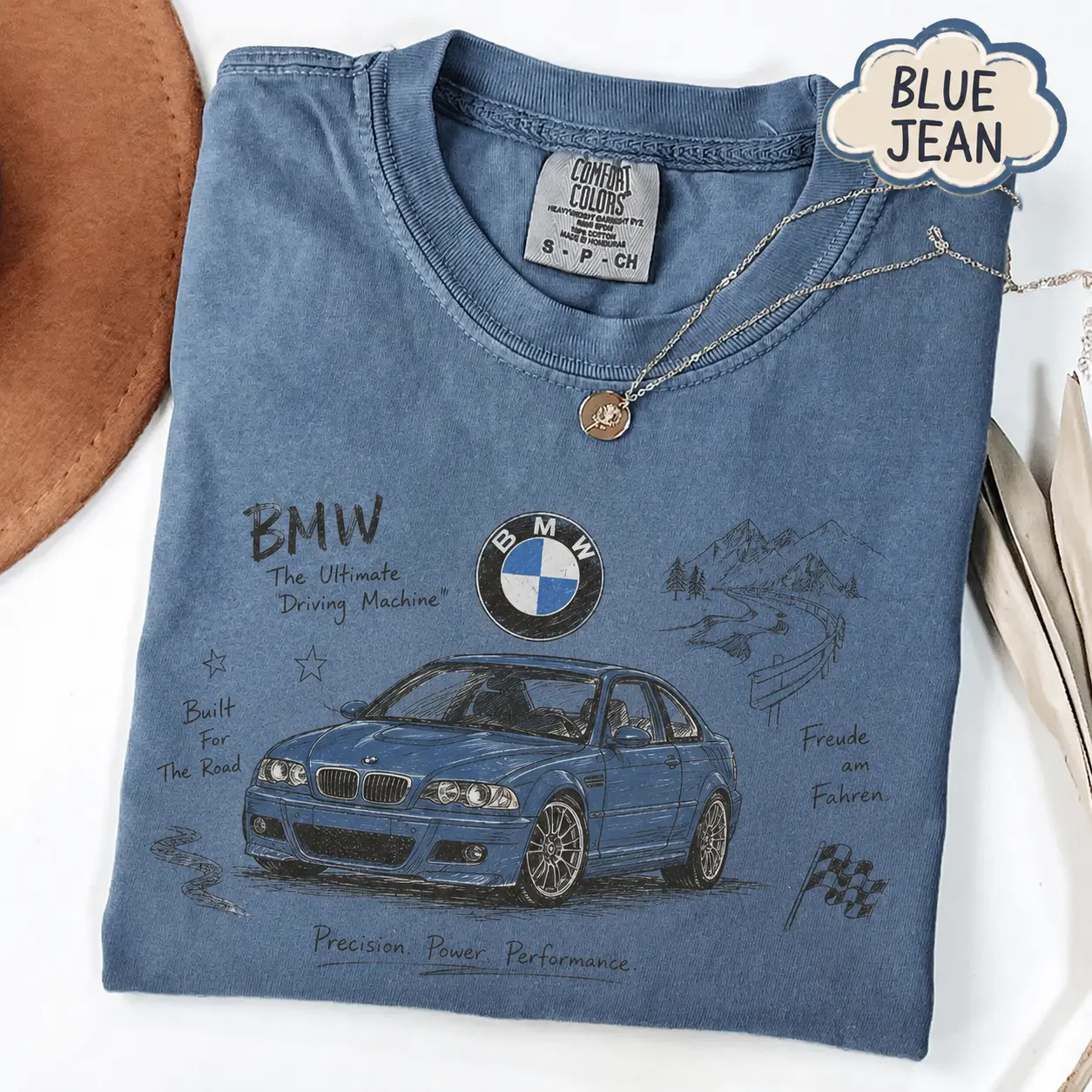 BMW E46 M3 Comfort Colors T Shirt, Ultimate Driving Machine Graphic Tee, German Performance Car Design, Retro Motorsport Enthusiast Gift for Men and Women