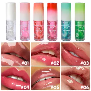 Fit Colors Fruit Lip Oil Large Brush Head Mirror Finish Long-Lasting Moisturizing Lip Gloss, Hydrating Lip Color for Daily Use
