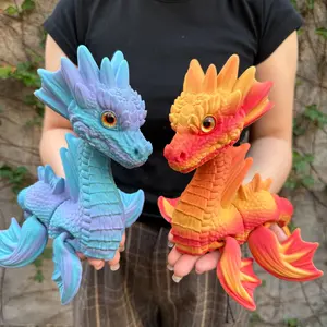 1pc 3D Printed Dragon Figurine, Home Decor with Realistic Eyes, Moving Joints, Christmas Gift, Birthday Present, Versatile Decoration