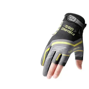Cycling Lure Fishing Gloves UV Protection Windproof Breathable Cut-Resistant Non-Slip Three-Finger Gloves for Spring Summer Winter Sports Fishing Gear