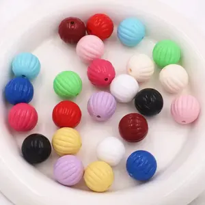 Colored Pumpkin Design 16mm Beads Set of 5 Mixed Colors