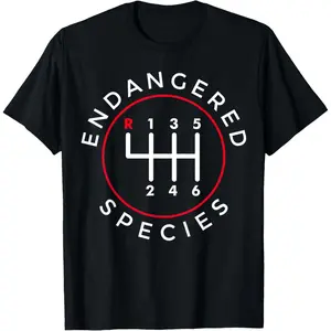Pure Cotton Endangered Species Manual Gearbox Stick Shift 6 Speed T-Shirt Fabric Menswear