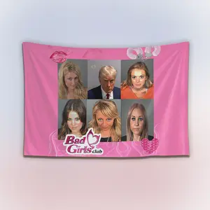 Bad Girls Club Trump Mugshot Tapestry, Political Meme Wall Hanging Decor, Retro Pop Culture Art Banner, Home Dorm Wall Art, Gift for Fans
