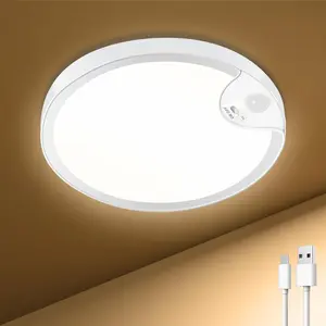 Rechargeable Motion Sensor Closet Light,No Remote, IP54 Waterproof Wireless Battery Operated Ceiling Light 3CCT Cordless Motion Activated for Bathroom Shower Stairs Hallway