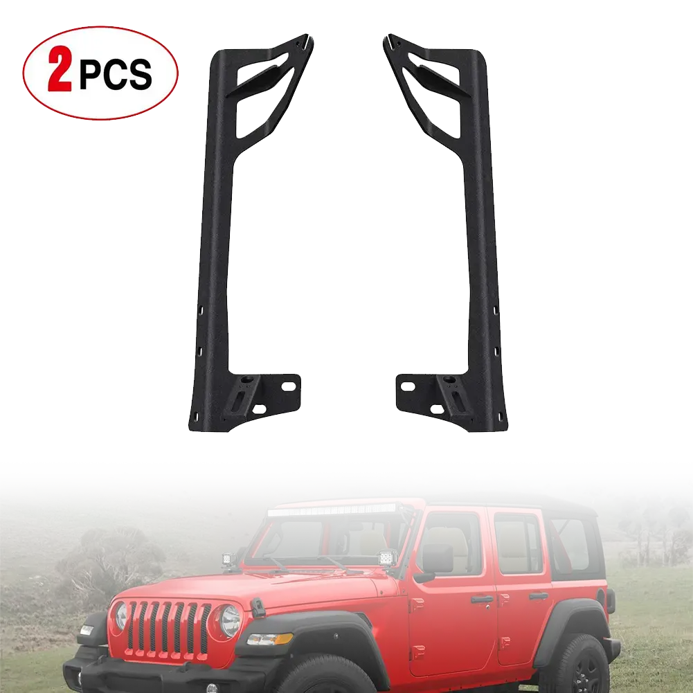 Nilight Solid Steel Metal Upper Windshield Mounting Brackets for 50-in LED Light Bar & Work Light, Easy Installation, Secure Fit, Protective Foam Tape, Wrinkle Finishes, Quality Built, Compatible with 2007-2016 Jeep Wrangler JK, Protective Tape, Stronghol