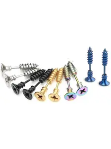 Punk Style Stainless Steel Earrings, Hypoallergenic Screw Back Design, Creative Pattern, Unisex, Street Fashion, 5 Colors