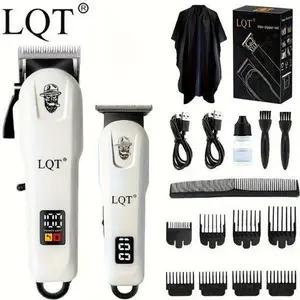 LQT 2-in-1 Professional Cordless Hair Clipper & Carving Trimmer Kit 5W Motor LED Display Adjustable Blades USB Rechargeable Gift for Men
