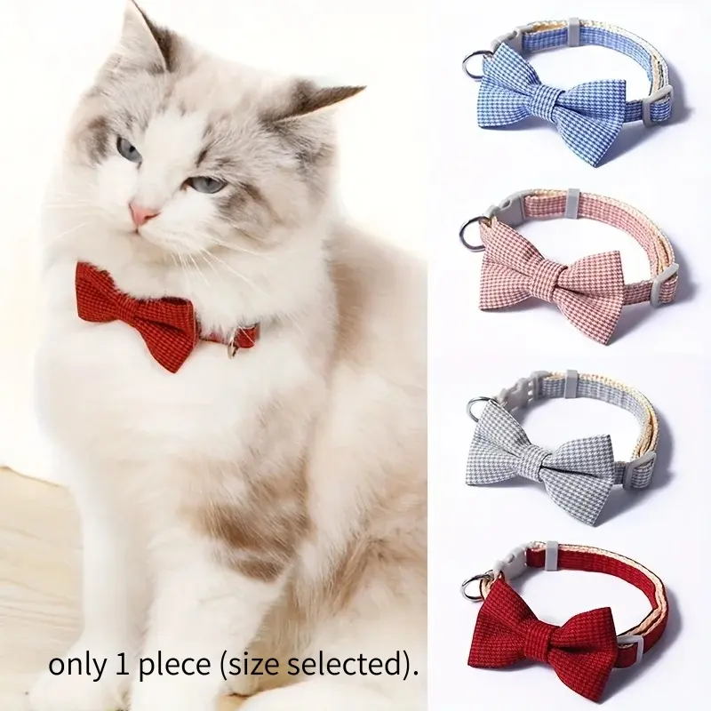 1 Piece Adjustable Plaid Cat Collar Tie Knot - Perfect for Festive Dressing and Everyday Wear Adjustable Collars