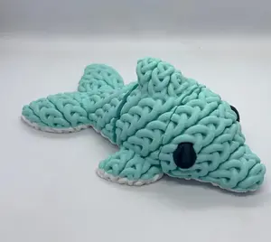 Knitted Flexi Dolphin - Articulated 3D Printed Fidget Toy with Flexible Body & Knitted Texture for Desk Buddy or Gift Glam Style