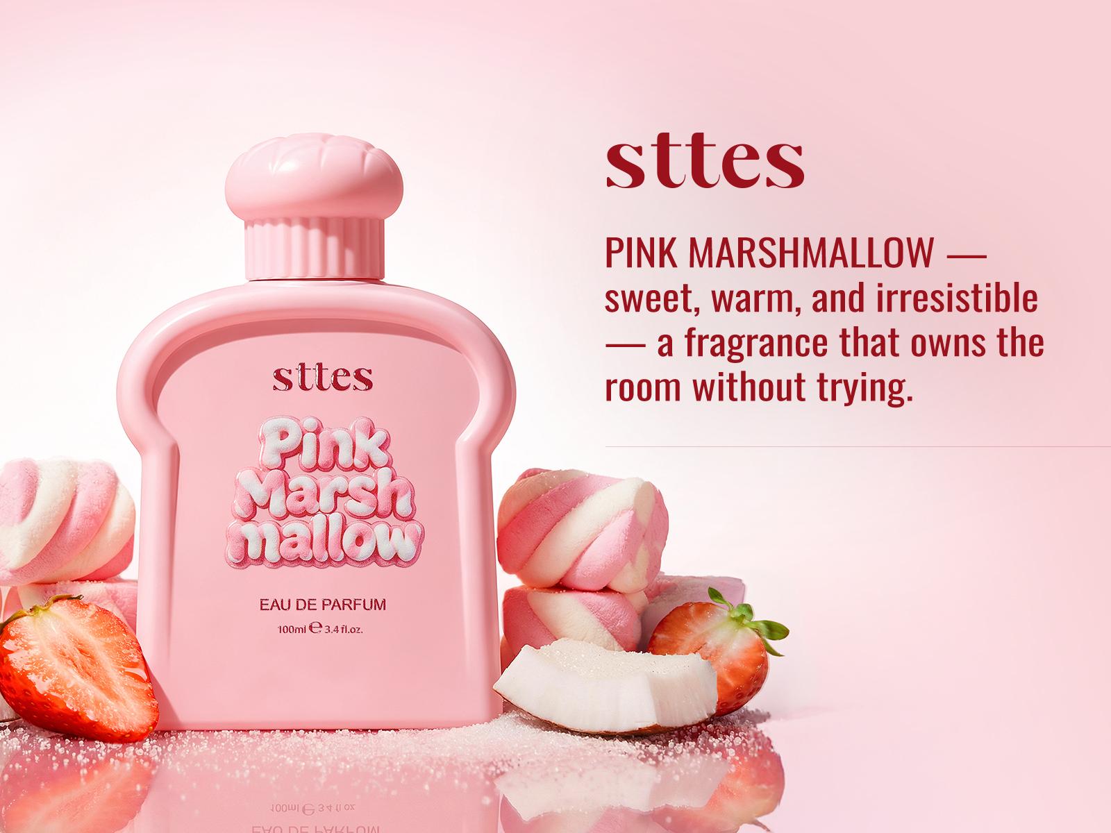 New Sttes Marshmallow Perfume for Women, Sweet Gourmand Perfume with Marshmallow, Strawberry, Vanilla & Musk, Long Lasting Fragrance Spray, 100ml/3.4 fl oz,back to school