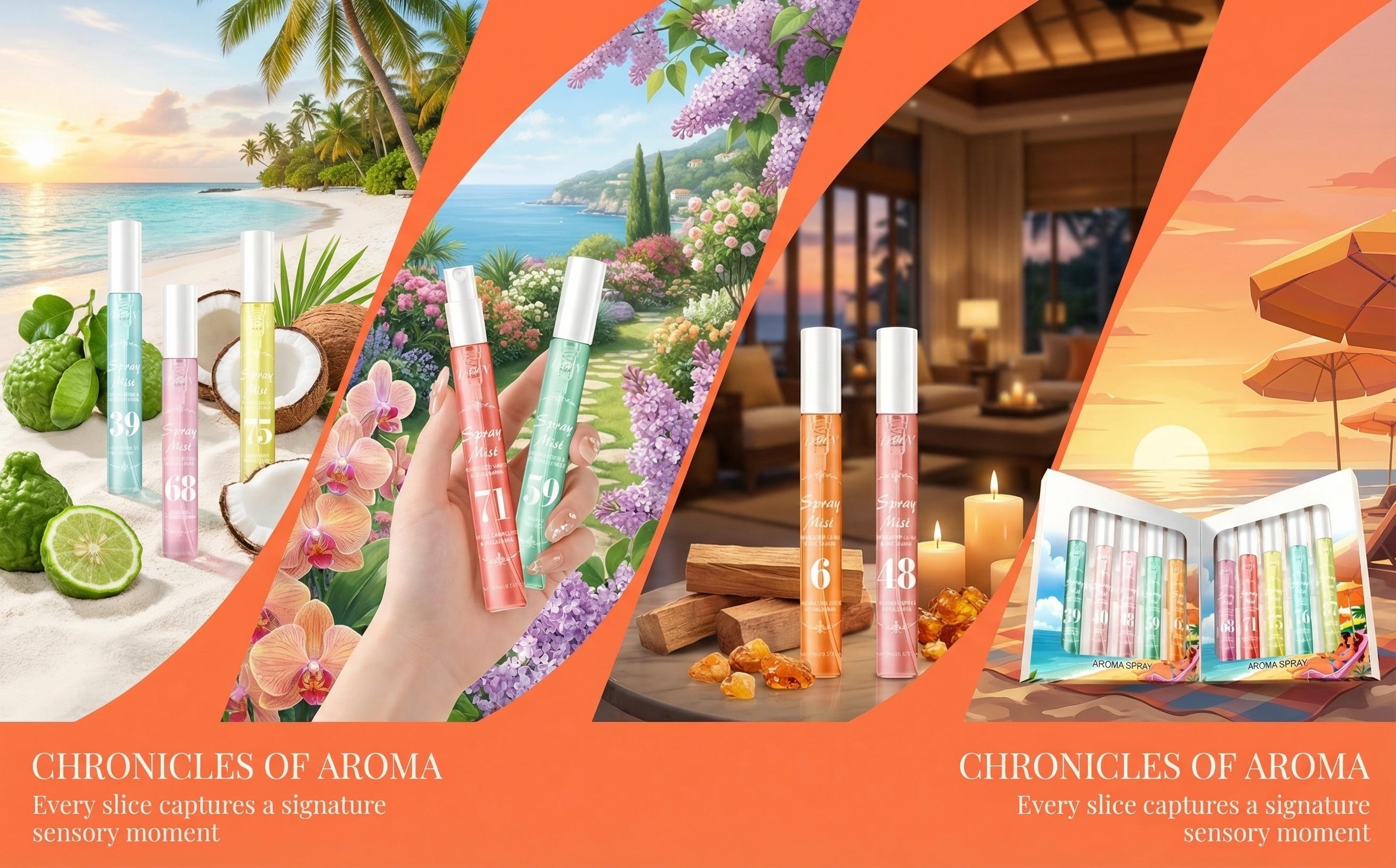 10-Piece Brazilian Fresh Perfume Spray Set, Vanilla Caramel Amber Fruit Scent, Curations Good Scent with Long-Lasting Formula, Travel-Friendly Essential, Perfect Summer Gift for Women