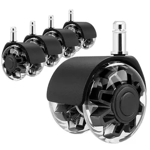 Office Chair Swivel Wheels, Furniture Moving Wheel, Universal Fit 11x22mm-2 Inch Rubber Casters, Suitable for Hardwood Floors and Carpets, Smooth Quiet, 5 Pack