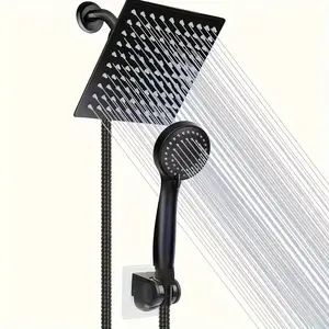 Shower Head, High-Pressure 3-Way Shower Combo, 8 Inch Rain Shower Head with 3 Settings Handheld Showerhead Combo, Powerful Low-pressure Water Shower Spray