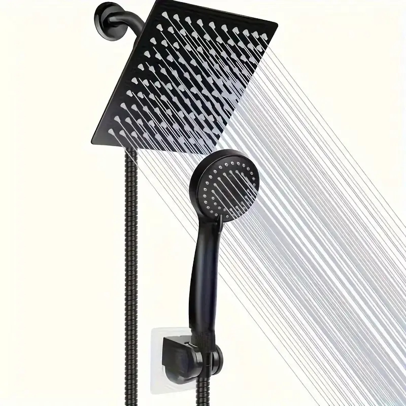 Shower Head, High-Pressure 3-Way Shower Combo, 8 Inch Rain Shower Head with 3 Settings Handheld Showerhead Combo, Powerful Low-pressure Water Shower Spray