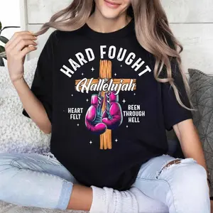 Hard Fought Hallelujah Shirt, Christian Sweatshirt, Boxing Gloves Hard Fought Hoodie, Religious Shirt, Church Tee, Jesus Merch
