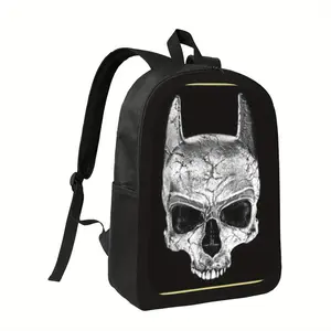 1pc Anime Backpack - Large Capacity Laptop Bag with Gothic skull & bat ears design, High Quality School Backpack, Heavy-Duty 600D Oxford Fabric, Padded Sleeve for 15.6" Laptop, Multiple Compartments - for College, Work, Cosplay - Men's Gothic Anime Backpa
