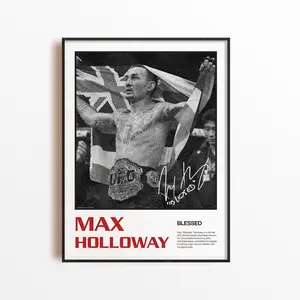 Max Holloway Art POSTER UNFRAMED , Mixed Martial Arts Wall Decor, Home Gym Decoration, Sports Gift, UFC Fighter Poster, MMA Art