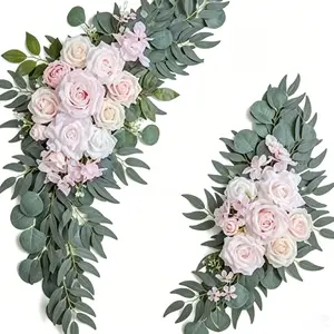 Realistic Rose Flower Corner Set, European Wedding Floral Arrangement, Wall Decoration, Forest Arch, Event Background, Photo Display