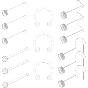 15 count Clear Nose Studs, Clear Nose Rings for Men and Women,  Grade Nose  Retainer for  Work, Nose, Lip, Eyebrow Cartilage Retainer