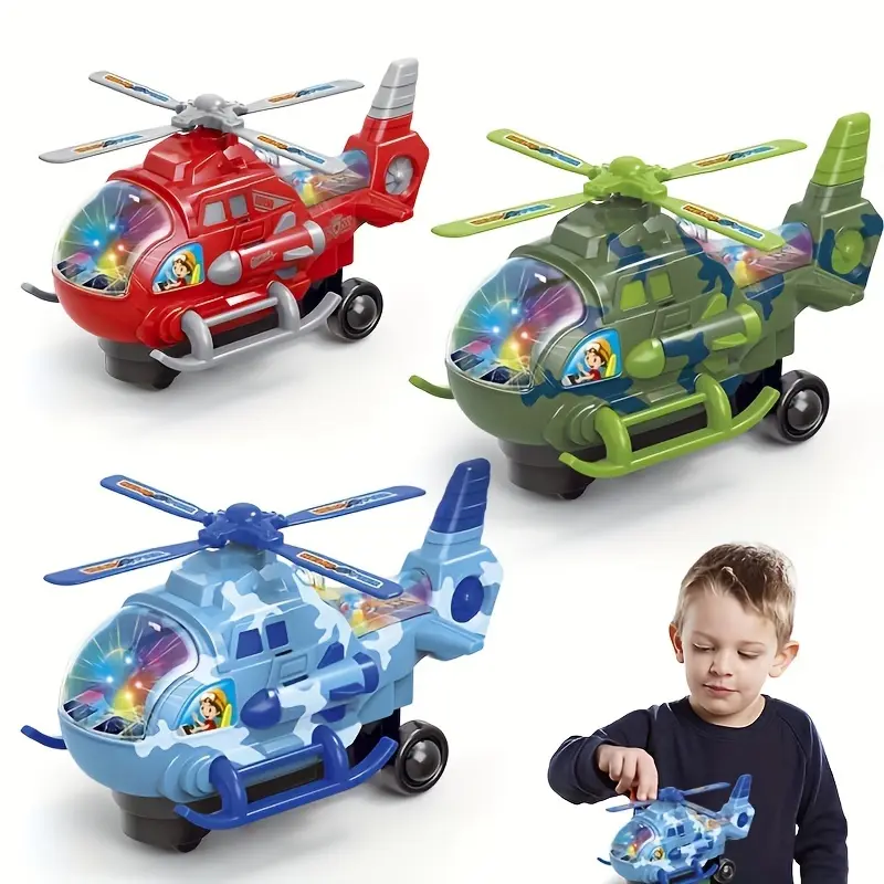 Unisex Durable Drop-Resistant Camouflage Helicopter Toy for Kids Play, Electric Universal Driving, Colorful Flashing Lights, Rotatable Propellers, Smooth Edges, Ideal Gift for Boys Aged 3+ (Birthdays, Holidays)